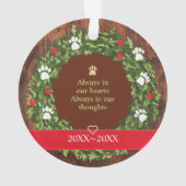 愛するメモリークリスマスリースペット記念写真 オーナメント (裏面)