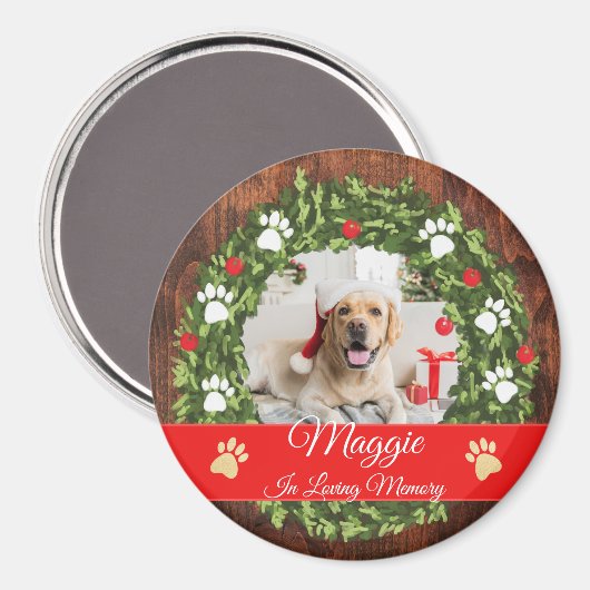 愛するメモリークリスマスリースペット記念写真 マグネット (正面/裏面)