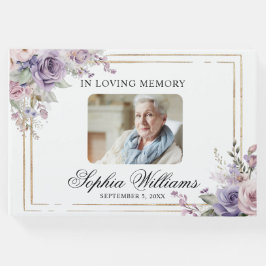 愛するメモリーパープル&赤面ピンクローズ葬儀 ゲストブック