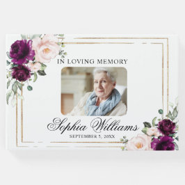 愛するメモリーパープル&赤面ピンクローズ葬儀 ゲストブック