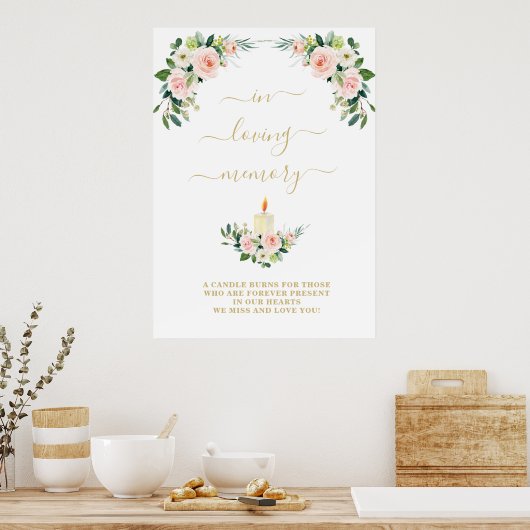 愛するメモリーピンクのフローラメモリアル標識 ポスター (キッチン)