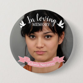 愛するメモリーピンクリボンホワイト鳩の写真 缶バッジ