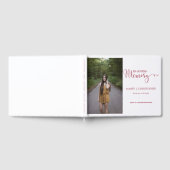 愛するメモリーフォトでBurgundy書道のスクリプト ゲストブック (全面)