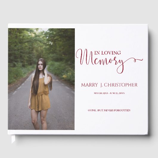 愛するメモリーフォトでBurgundy書道のスクリプト ゲストブック (正面)