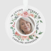 愛するメモリーフォトのピンクの水の色のバラ オーナメント (裏面)