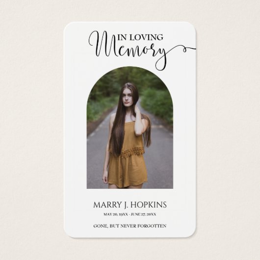 愛するメモリーフォトアーチ葬儀祈りの言葉カード (正面)