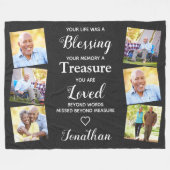 愛するメモリーフォトコラージュフェイクレザーメモリアル フリースブランケット (正面(横))