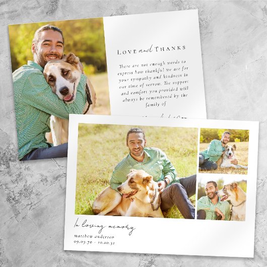 愛するメモリ内で複数の写真の死別 サンキューカード