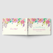 愛するメモリ内のピンクの紫色の水色フローラ ゲストブック (全面)