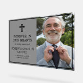 愛するメモリ内の透明な黒いクロスフォト アクリルサイン (傾斜)