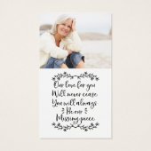 愛するメモリ内悔やみや弔慰引用文メモリアルカード (裏面)