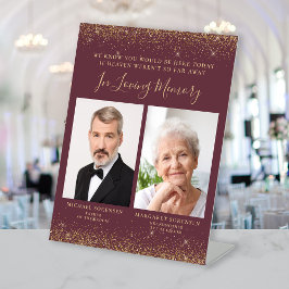 愛するメモリ内2 Photo Burgundy 結婚金ゴールド 台座サイン