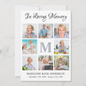 愛するメモリ内8フォトコラージュ葬儀悔やみや弔慰 サンキューカード (正面)