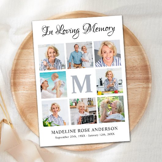 愛するメモリ内8フォトコラージュ葬儀悔やみや弔慰 サンキューカード