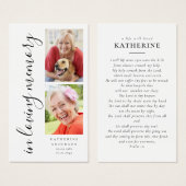 愛するメモリ書道2写真祈りの言葉カード (正面&裏面)