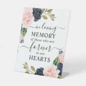 愛するメモリ赤面ピンクのネイビーブルーフローラ 台座サイン (正面)