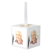 愛するメモリ金ゴールドエンジェルウィングス写真キープサケ キューブオーナメント (裏面アングル)