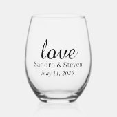 愛するモダン応援ミニマル結婚の ステムなしワイングラス (正面)
