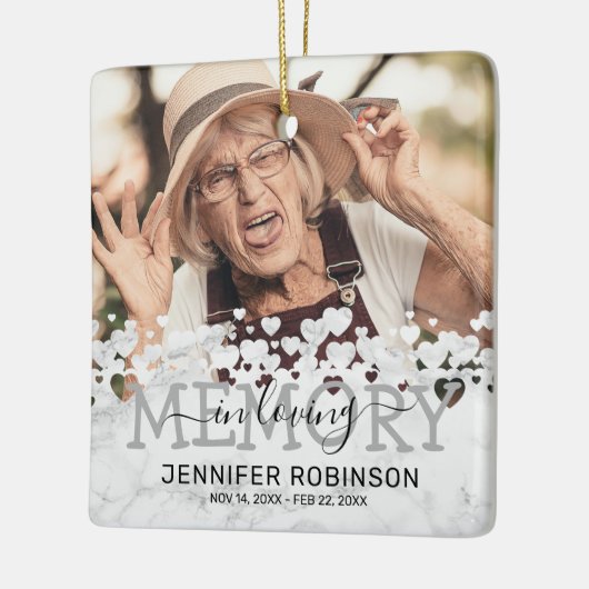 愛するモダン記憶の大理石フォトキープサケ セラミックオーナメント (左)