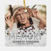 愛するモダン記憶の大理石フォトキープサケ セラミックオーナメント (正面)