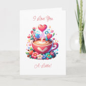 愛するラテ | ロマンチックおもしろいなコーヒー カード (正面)