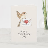 愛するリトルバード レッドハート バレンタインデー カード (正面)
