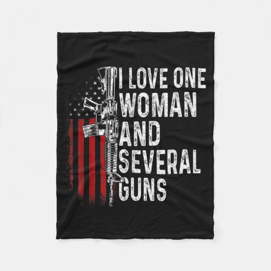 愛する一人の女性と数丁の銃 面白い夫 フリースブランケット (正面)
