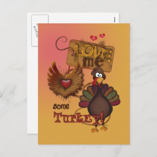 愛する七面鳥の感謝祭はがき シーズンポストカード (正面/裏面)