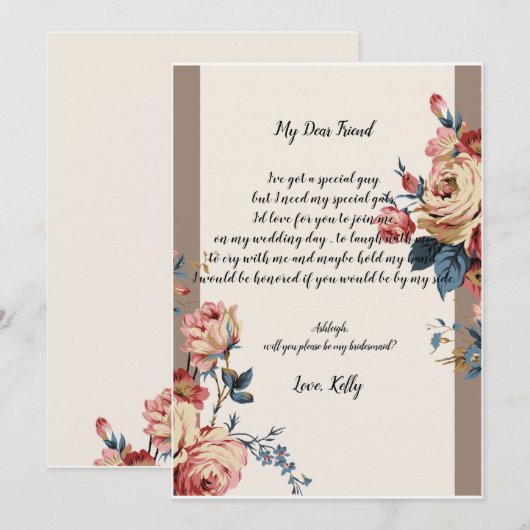 愛する人が私のウェディングパーティーに参加してくれる 招待状 (正面/裏面)