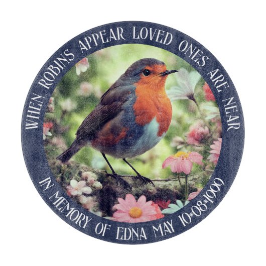 愛する人が青いガラスに近づくとロビンが現れる カッティングボード (正面)