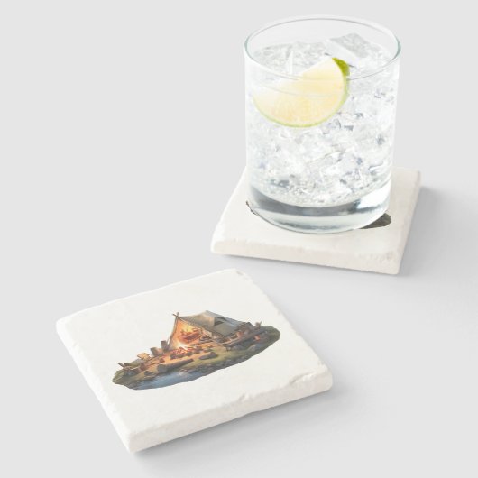 愛する人とキャンプ ストーンコースター (横)