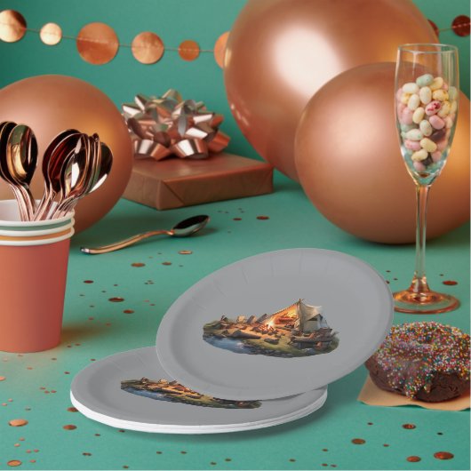 愛する人とキャンプ ペーパープレート (複数)