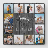 『愛する人と引用文12フォトグレーウッド』 スクエア壁時計 (正面)