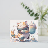 愛する人にBoba Tea Catはがきを送る ポストカード (スタンド正面)