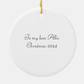 愛する人のためのハート、バラ、ろうそく セラミックオーナメント (裏面)