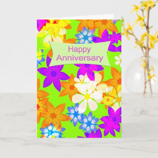 愛する人のための素晴らしい花の記念日 カード (黄色い花)