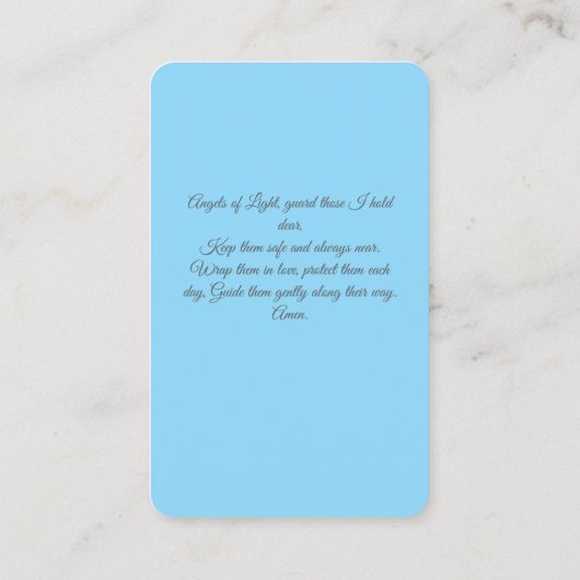愛する人の保護のための天使の祈りの言葉カード 名刺 (裏面)