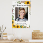 愛する人の思い出の写真 ヒマワリのウェルカムサイン ポスター (キッチン)