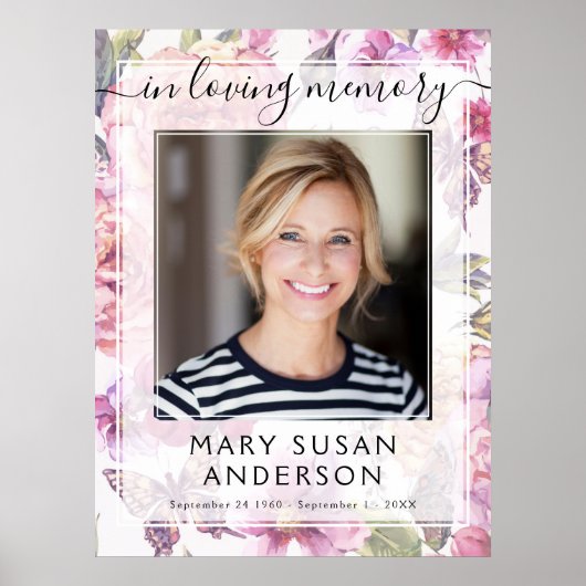 愛する人の思い出の写真 ヴィンテージ フラワー ウェルカム サイン (正面)