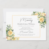 愛する人の思い出 黄色のバラ 1枚の写真 招待状 (正面)