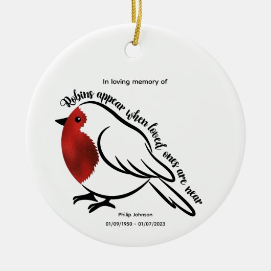 愛する人の愛するメモリでロビン – 編集可能 セラミックオーナメント (正面)