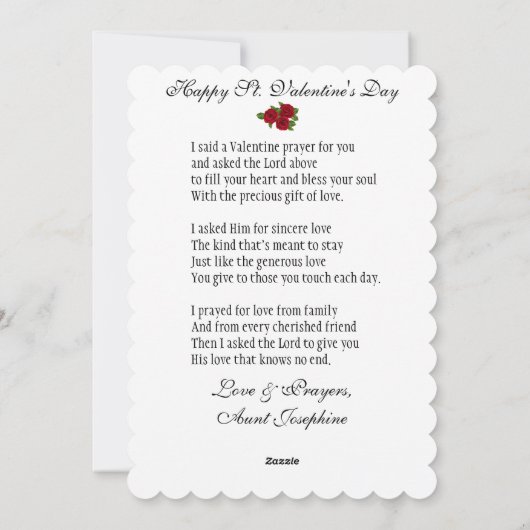 愛する人の聖バレンタインデンのパトロン詩宗教的な方法 シーズンカード (裏面)