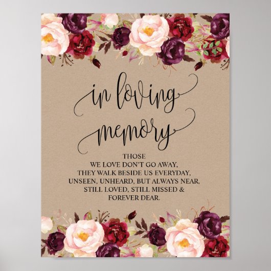 愛する人の記憶に捧ぐ ウェディングメモリアルテーブルサイン v8 ポスター (正面)