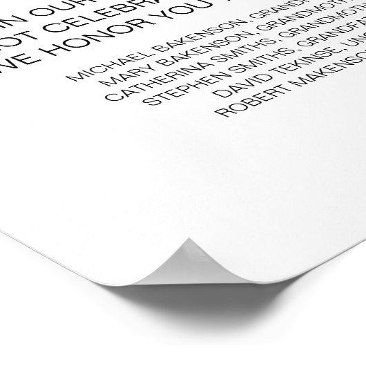 愛する人の記憶に捧ぐ、ブラックメモリアルテーブル ポスター (角)