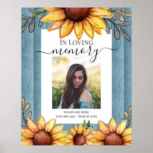 愛する人の記憶に捧げるひまわりの写真ポスター ポスター (正面)