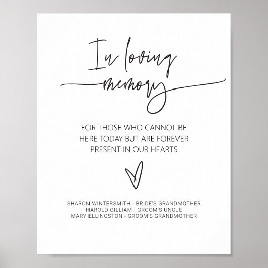 愛する人の記憶に捧げるウェディングメモリアルサイン G400 ポスター (正面)