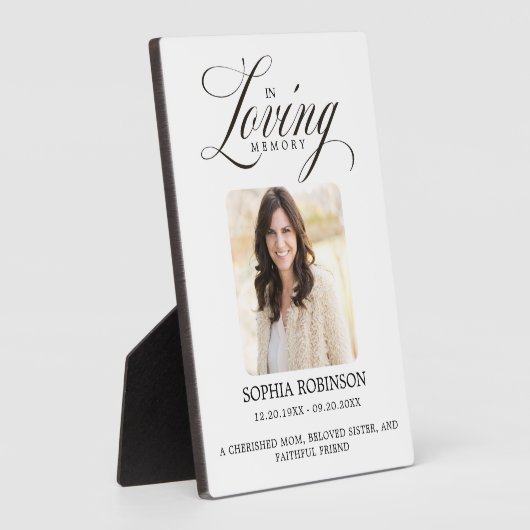 愛する人の記憶に捧げるエレガントなスクリプト追悼碑 フォトプラーク (側面)