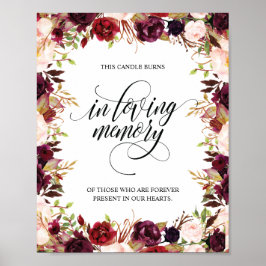 愛する人の記憶に捧げるキャンドルが燃える看板 ポスター