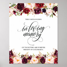 愛する人の記憶に捧げるキャンドルが燃える看板 ポスター