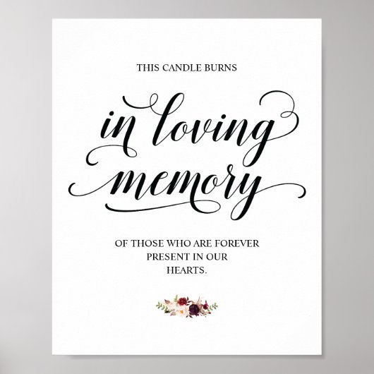 愛する人の記憶に捧げるキャンドル 追悼記念プレート ポスター (正面)